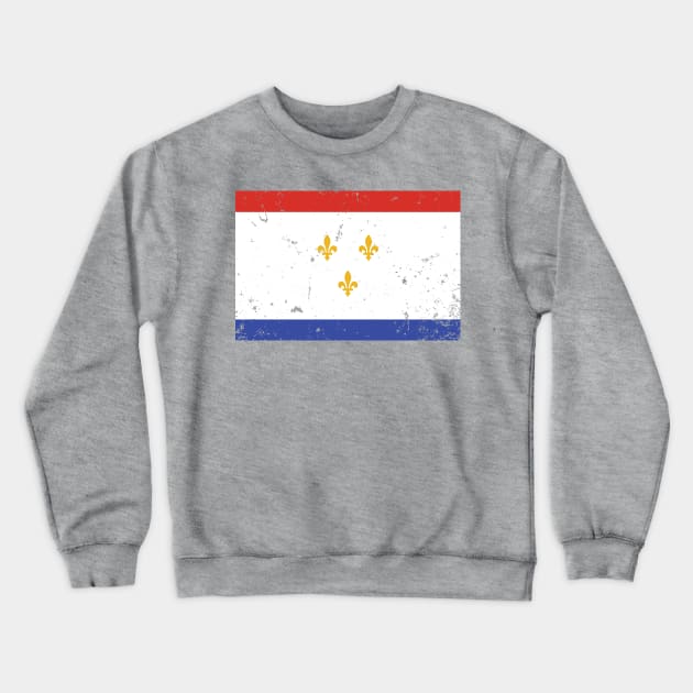 Red White Blue New Orleans Nola Louisiana Flag with Three Gold Fleurs de Lis Crewneck Sweatshirt by Little Shop of Nola